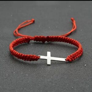 Red Braided rope adjustable cross Bracelet